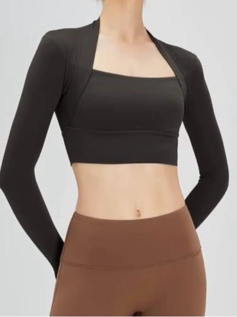 Women’s Black Long-Sleeve Crop Bolero Top